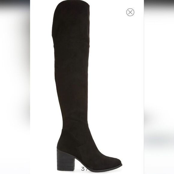 New BP Luke Over The Knee Boot Western cowgirl suede black tall heels boots - Picture 2 of 7